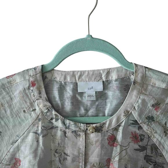 J. Jill Women's Sheer Gauzy Tunic Blouse Cream Floral Print Linen Blend Size S - Picture 5 of 9